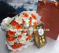 Orange & white chrysanthemums bouquet  x ferero rocher Chocolate